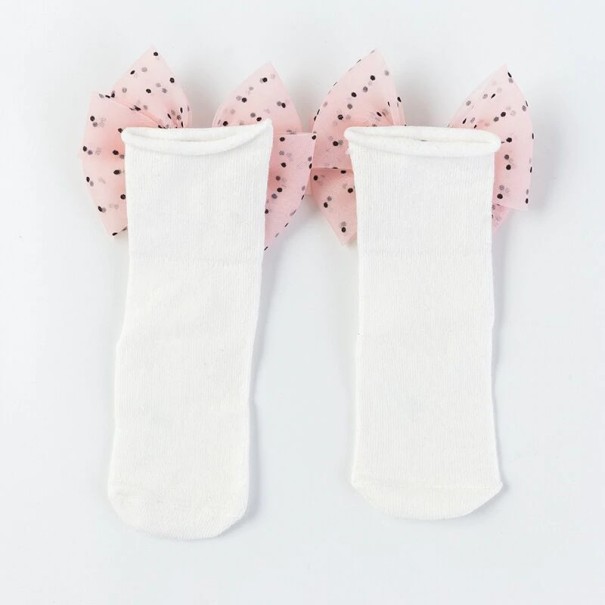 Tyttöjen sukat rusetilla A779 vaaleanpunainen 1-3 vuotta