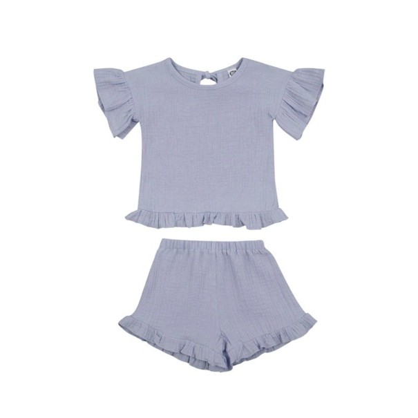 Tyttöjen T-paita ja shortsit L1273 harmaa 18-24 kuukautta