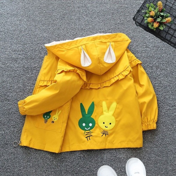 Tyttöjen takki kanikuviolla L1958 keltainen 3 B