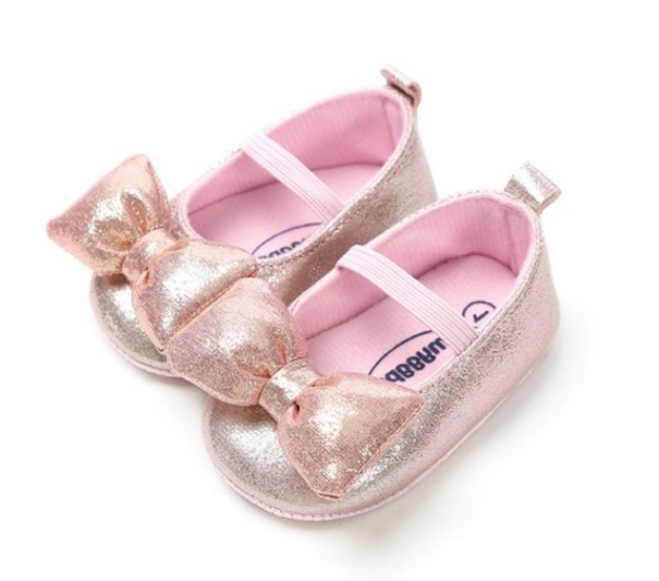 Tyttöjen tohvelit rusetilla vaaleanpunainen 0-6 kuukautta