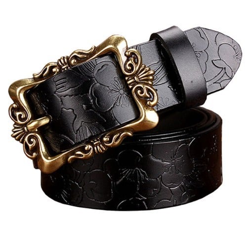 Tyylikäs musta nahkavyö 105