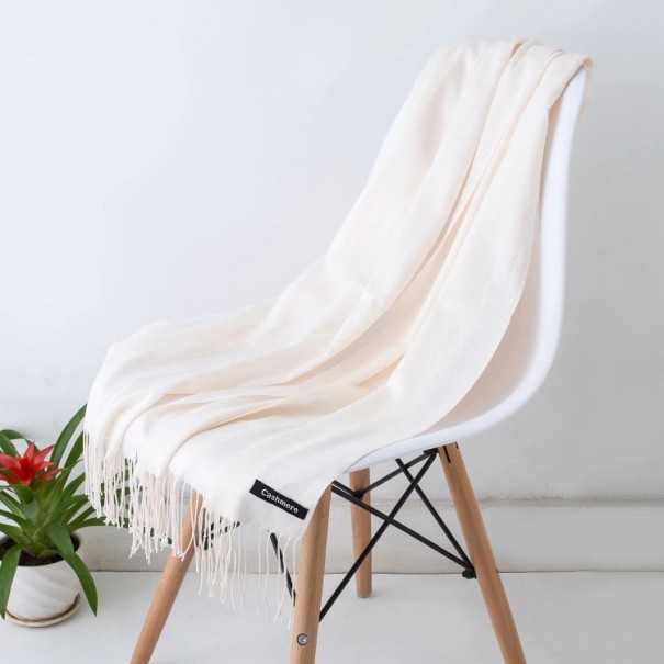 Tyylikäs unisex-kashmirhuivi J3539 valkoinen
