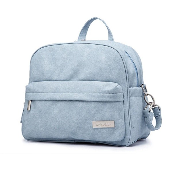 Tyylikäs vauvan vaippareppu 35x29x15 cm PU-materiaalia Vedenpitävä monitoiminen hoitolaukku äideille Käytännöllinen matkajärjestäjä sininen
