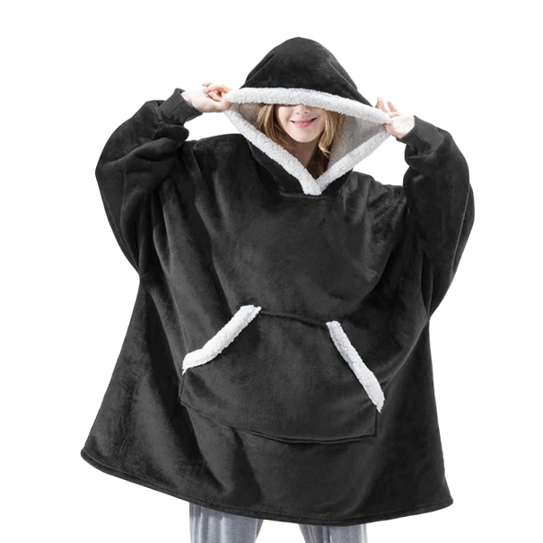 Übergroße Sweatshirtdecke mit Ärmeln schwarz