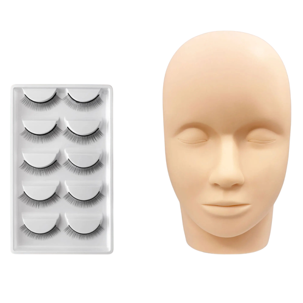Übungspuppe für Wimpernverlängerung 24 x 14 x 10 cm Set mit Wimpern Kopfmodell für Make-up Massagen Kosmetische Übungen Schminken