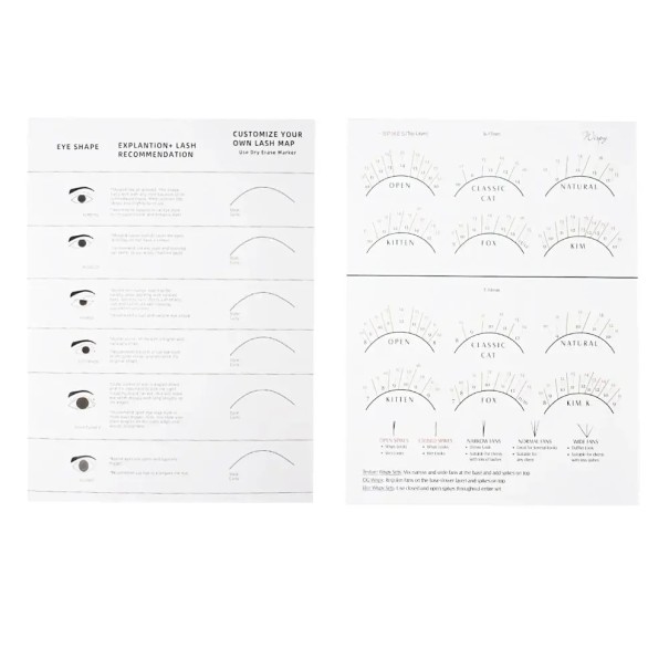 Übungstabelle zur Wimpernvermessung 26 x 21 cm Kosmetische Lernhilfe für Anfänger Trainingshilfe mit feinen Wimpern zum Schminken weiß