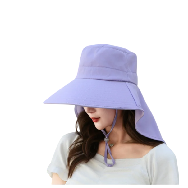 Udendørs solhat 56-60cm unisex bred skygge hat med halsdæksel UPF solbeskyttelse sommerhat forår sommer lilla