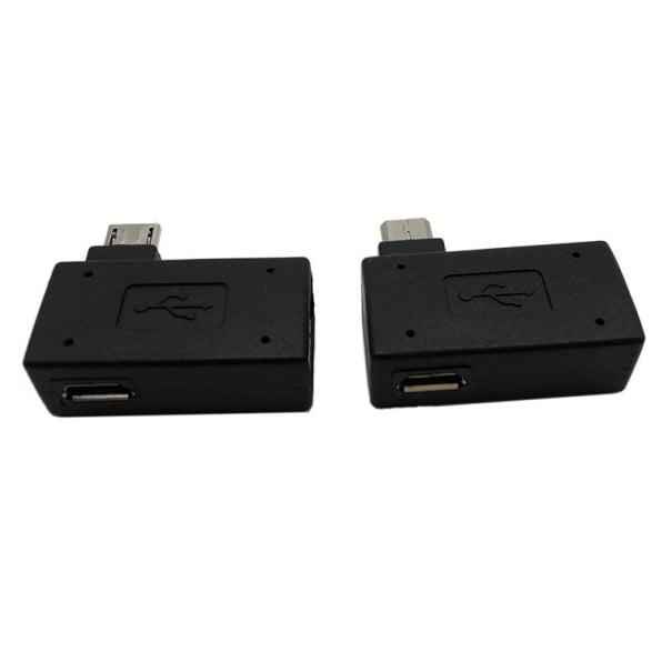 Úhlový adaptér Micro USB samec na USB samice a Micro USB samice 2 ks Pro telefony a další zařízení s Micro USB Zalomení o 90° Černý 1