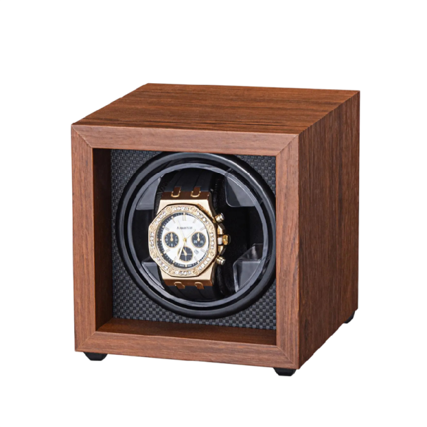 Uhrenbeweger für automatische Uhren leise 13x12,5x13,5cm aufladbar mit Batterien mehrfarbige Ausführung für 1 Stück hellbraun