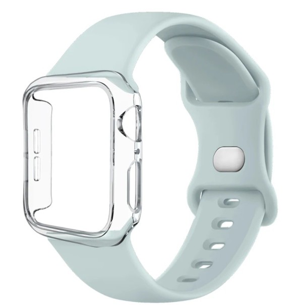 Uhrengehäuse + Silikonarmband für Apple Watch 45 mm Super Schutzset, robustes Gehäuse und weiches Armband kompatibel mit mehreren Modellen hellblau