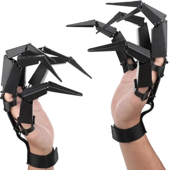 Uhyggelige kunstige fingre til begge hænder Halloween-kostume Sorte bøjelige kløer til snap-on Plastik Holdbare fingerforlængelser til begge hænder Halloween-rekvisit 2 stk. 19,2 x 3,2 x 14 cm 1