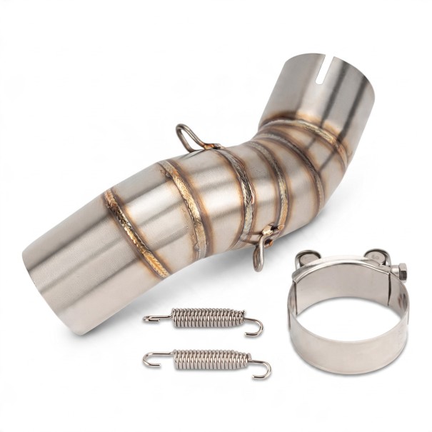 Uitlaatadapter voor motorfiets Kawasaki Z900 2017–2021 Type A Verbindingsbuis 51 mm Middenstuk Zilver Met veren en klem 1