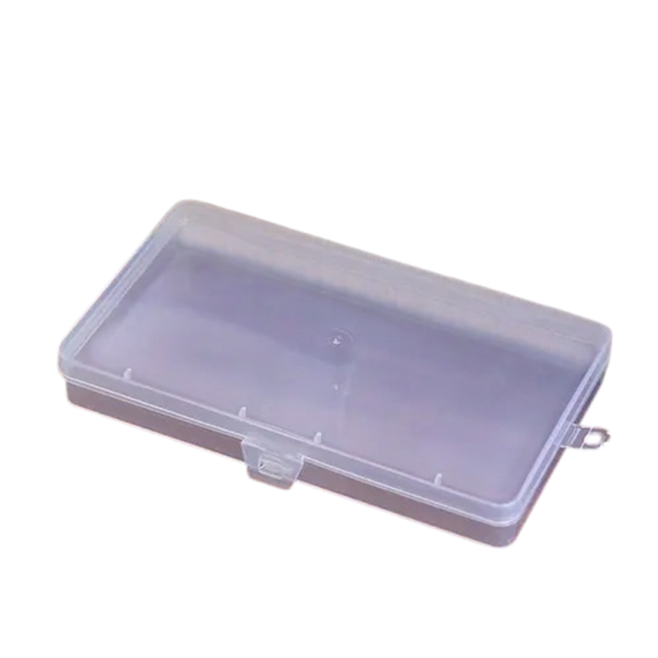 Úložná krabička s víkem plochá 17,5 x 2,3 x 10 cm plastová PP průhledná pro organizaci drobných předmětů a karet 1