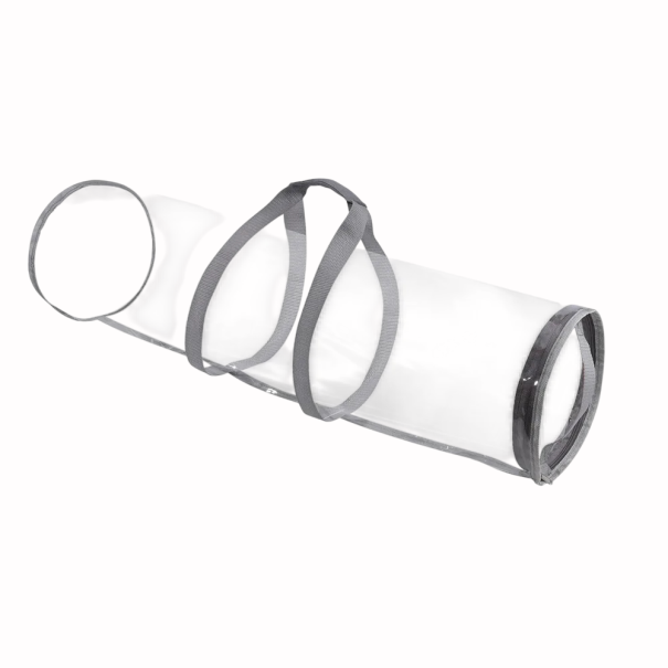 Úložný vak na balicí papíry 80×22 cm PVC průhledný vak s rukojetí přenosný obal na role balicího papíru šedá