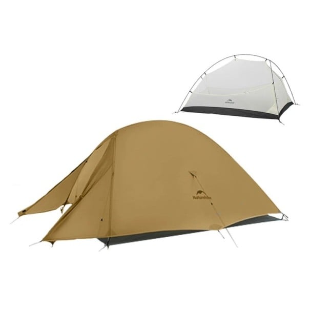 Ultralehký stan pentru 2 persoane 210 x 210 x 130 cm din nylon 20D rezistent Stan turistic pentru trei sezoane cu o mare rezistență la apă maro