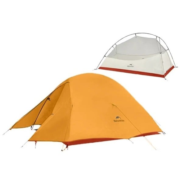 Ultralehký stan pre 2 osoby 210 x 160 x 110 cm z odolného 210T polyesteru Trojsezónny turistický stan pre pešie výpravy oranžová