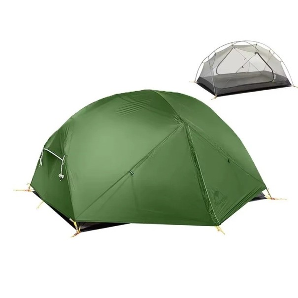 Ultralehký stan pro 2 osoby 210 x 255 x 100 cm z odolného 210T polyesteru Třísezónní turistický stan pro výpravy a celodenní cestování zelená