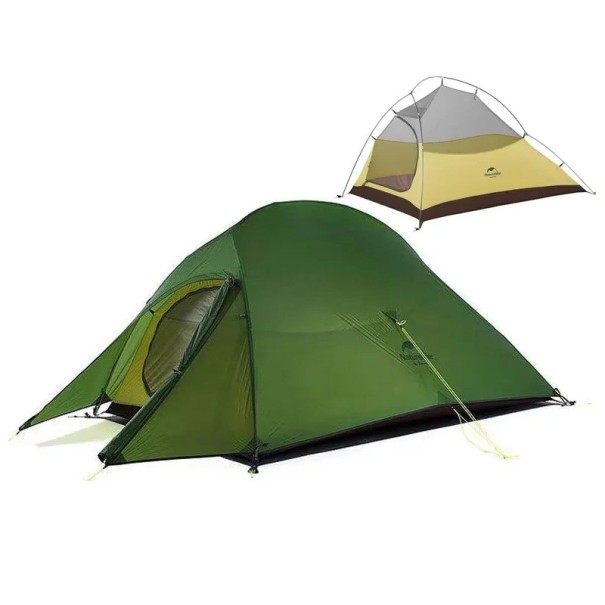 Ultraleve tenda para 2 pessoas 200 x 210 x 125 cm em nylon 20D resistente Tenda de três estações com alta impermeabilidade verde escuro