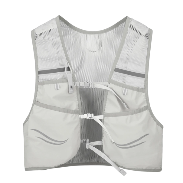Ultralicht unisex hardloopvest 40x19 cm voor marathon, fietsen en wandelen met reflecterende elementen, zakken en ademende rug wit