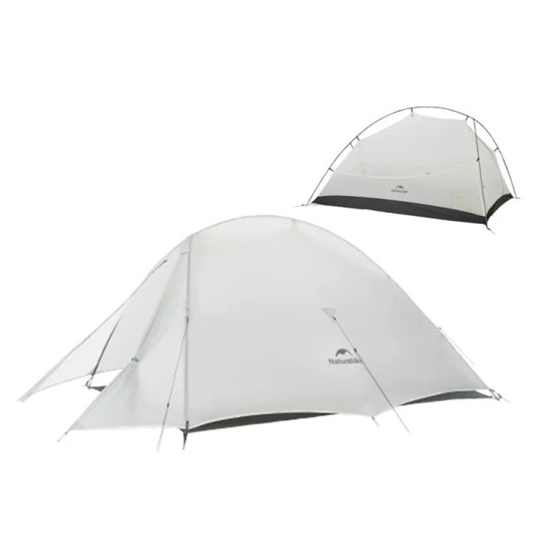 Ultralight Tent for 2 Persons 210 x 130 x 110 cm Made of Durable 15D Nylon Grey Three-Season Hiking Tent 1