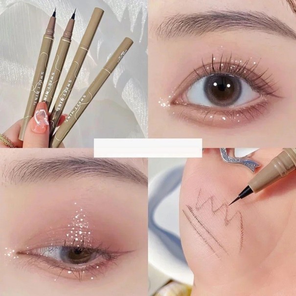 Ultratenká očná linka Vodeodolné pero na očné linky Tenká ceruzka na oči Gray-Brown
