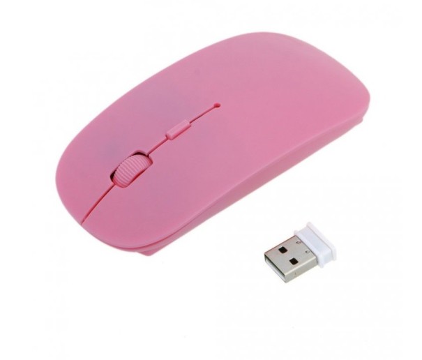 Ultratunn trådlös mus 1600 DPI rosa
