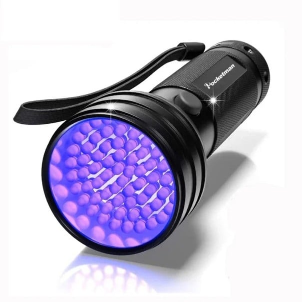 Ultraviolette Taschenlampe, 395 nm, 51 LEDs, leistungsstarke UV-Lampe, Fleckenerkennung bei Banknoten, Mineralien, forensische Analyse 1
