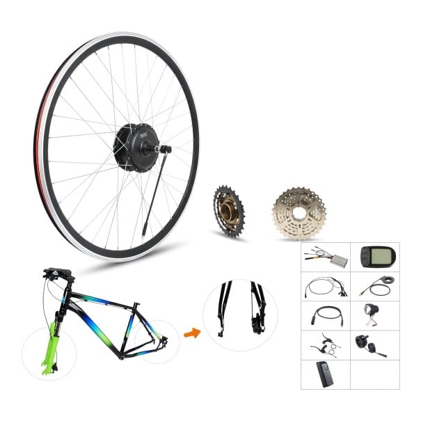 Umbau-Kit für E-Bike Hinterradmotor im Nabenmotor MXUS XF08 36 V 250 W Rad 27,5" Für Freilauf 6–7 Gänge LCD-Display Schwarz 1