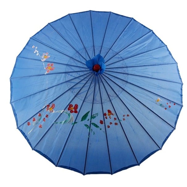 Umbrelă de femei de 84 cm cu flori de cireș japonez Sakura Umbrelă elegantă cu motiv floral Protecție elegantă împotriva ploii accesoriu de modă albastru inchis