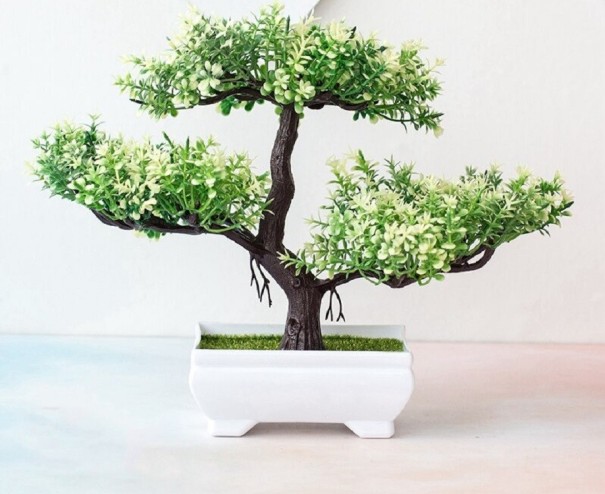 Umělá bonsaj v květináči zelená