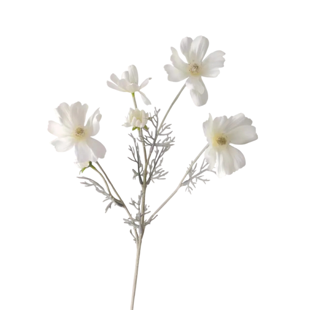 Umělá rostlina heřmánku do květináče realistické květy 60 cm hedvábí vločkový plast ocelová stonka pro dekoraci bílá