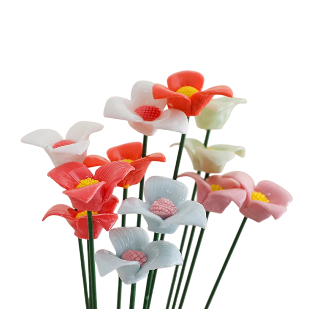 Umělé keramické květiny dekorativní květy 30 cm keramika pastelové barevné květinová ozdoba do vázy pro interiér sada 5 ks 1