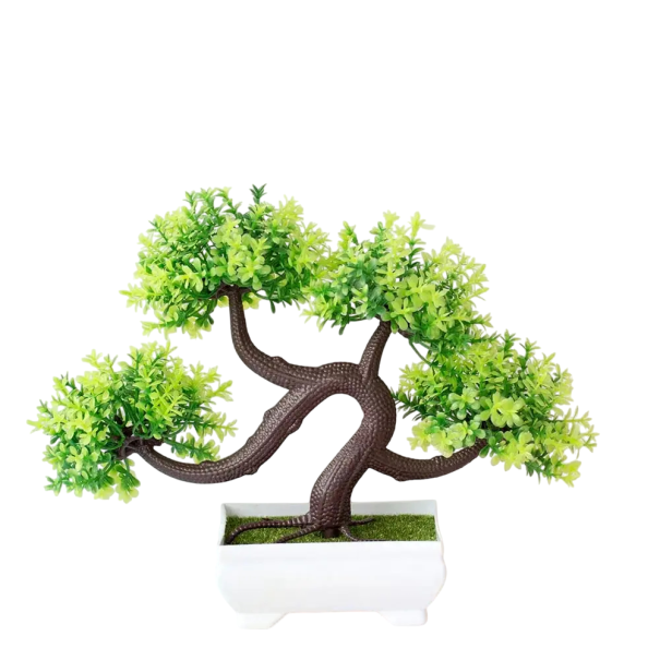 Umělý bonsajový strom výška 21 cm Bonsai v květináči Malý umělý stromek Falešná květina Domácí ozdoba Dekorace do bytu nebo kanceláře zelená