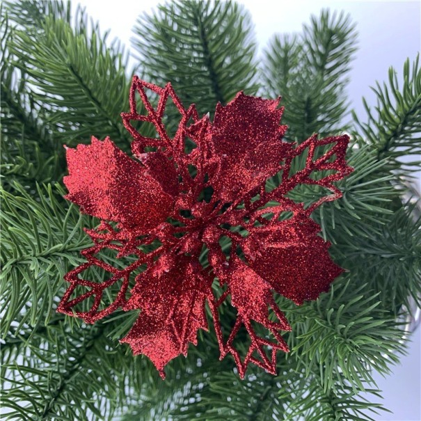 Umělý květ vánoční hvězdy 5 ks červená