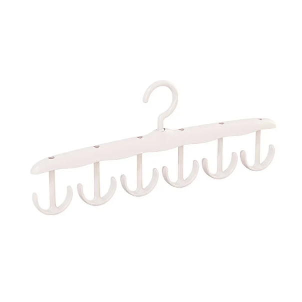 Umerașe din plastic 2 buc 38 x 17 cm cu 6 cârlige pivotante Capacitate de încărcare 10 kg Set practic de umerașe Umerașe pentru haine Organizator 1