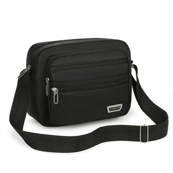 Umhängetasche für Herren mit großem Fassungsvermögen, wasserdichter Nylon-Rucksack, mehrere Taschen, robuster Arbeitsrucksack für Business schwarz