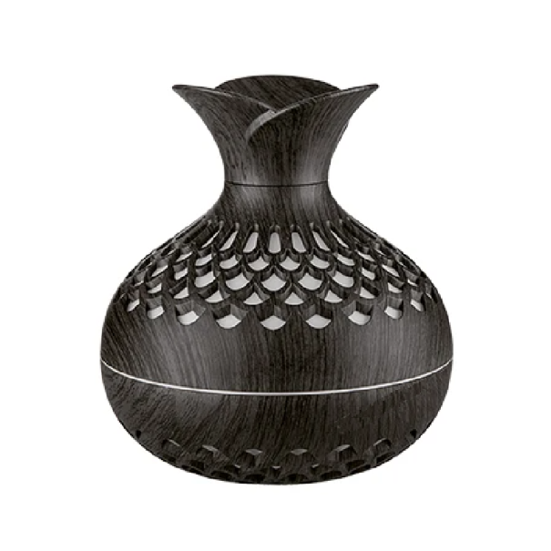 Umidificatore d'aria 300 ml con decorazione in legno USB diffusore di aromi 2,5 W DC5V nebulizzatore ad ultrasuoni 300–450 ml per la casa nero