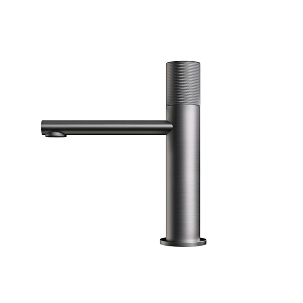 Umyvadlová batéria páková zmiešavacia mosadzná na teplú a studenú vodu s výtokom 150 mm výška 220 mm pripojenie G3/8 do kúpeľne sivá