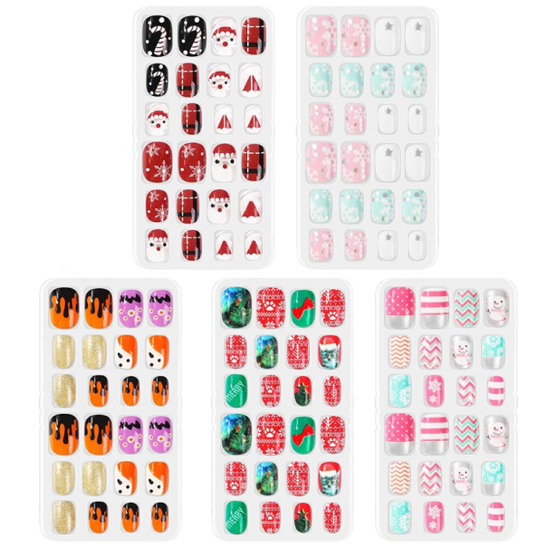 Uñas adhesivas navideñas infantiles 120 uds 2