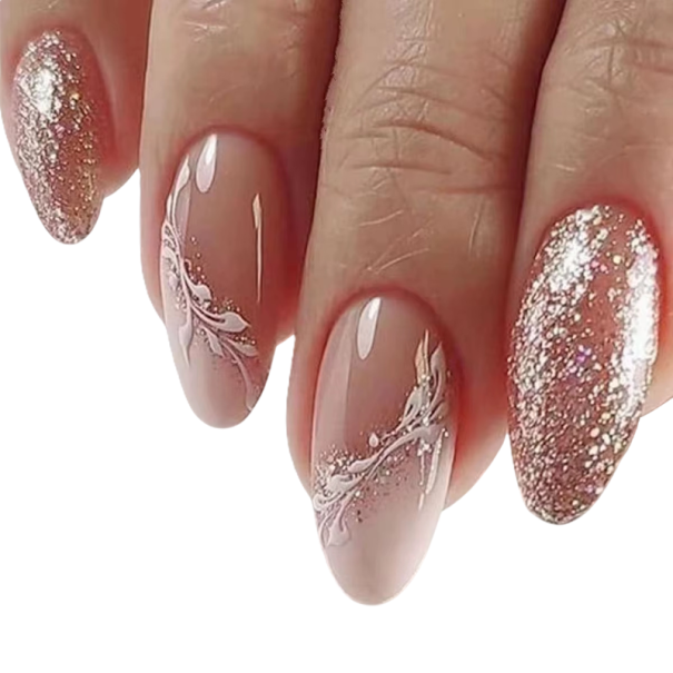 Unhas artificiais práticas para manicure em casa 24 pcs Formato amendoado Adequadas para uso diário Arte de unhas natural 1