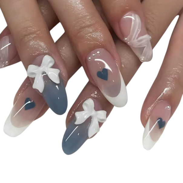 Unhas de amêndoa artificiais 24 pcs DIY para mulheres e raparigas Dicas elegantes de longa duração com cola e lima Manicura francesa em casa ou em salão 1