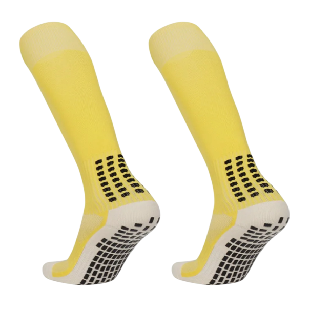 Unisex Anti-Slip Football Socks Sports Elastic Breathable Knee-High yellow