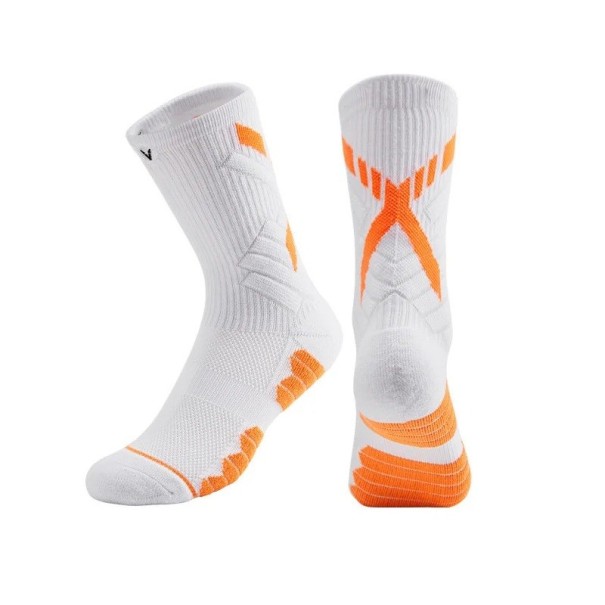Unisex antislip sportsokken comfortabel ademend elastisch middenkuit hardlopen voetbal training oranje