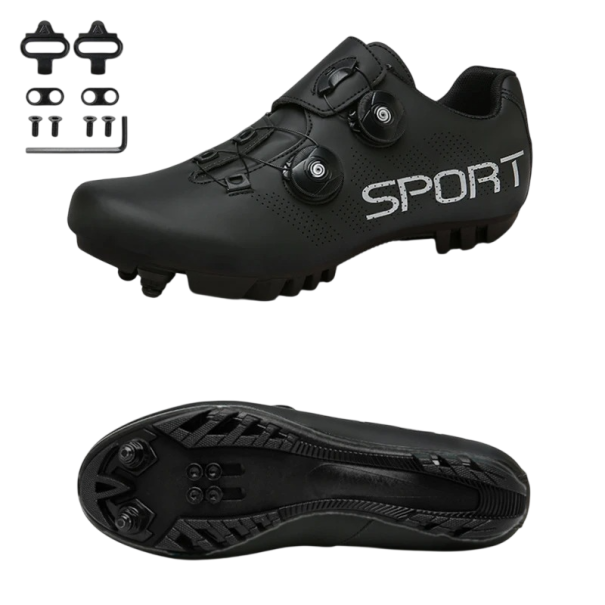 Unisex cyklistické boty s dvojitým otočným zapínáním a kufry nylon PU kůže EVA bavlna pro silniční i sportovní cyklistiku černá 36