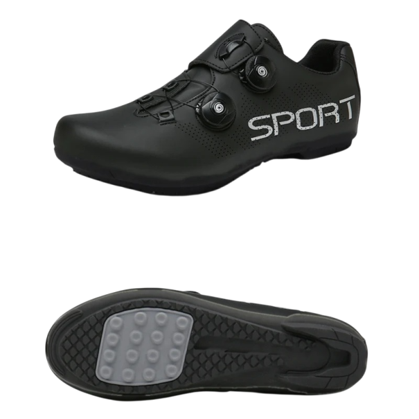 Unisex cyklistické boty s dvojitým otočným zapínáním a páskem nylon PU kůže EVA bavlna pro silniční i rekreační cyklistiku černá 36