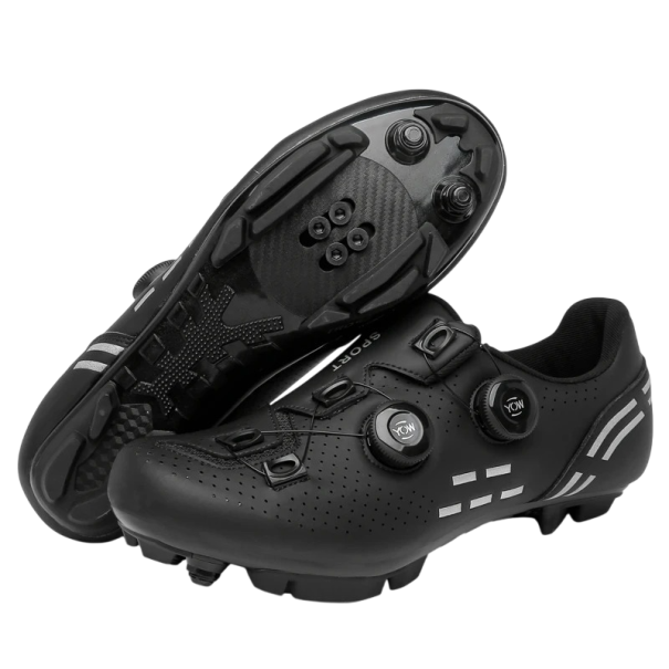 Unisex cyklistické boty s dvojitým otočným zapínáním a perforací nylon bavlna EVA pevná konstrukce pro jízdu na kole černá 37