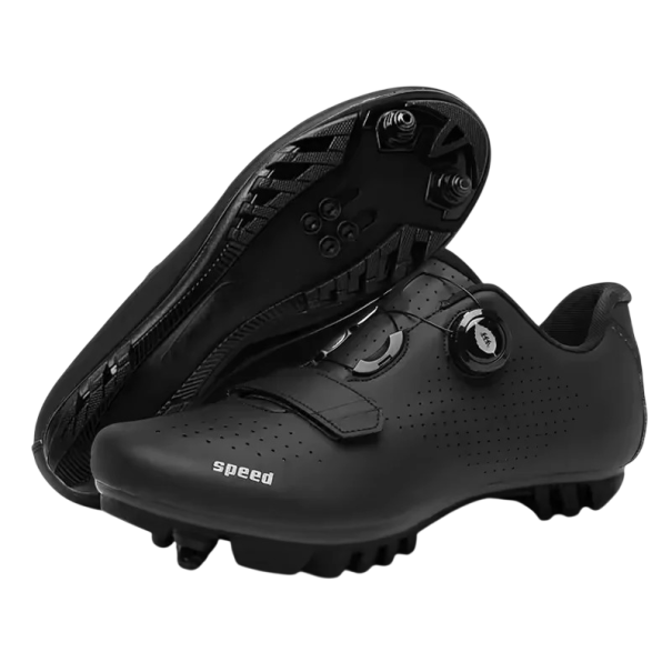 Unisex cyklistické boty s otočným zapínáním a páskem černé nylon bavlna EVA pevná konstrukce pro jízdu na kole 37