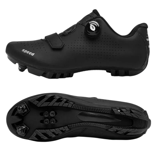 Unisex cyklistické boty s otočným zapínáním a páskem nylon PU kůže EVA bavlna pro silniční i horskou cyklistiku černá 36