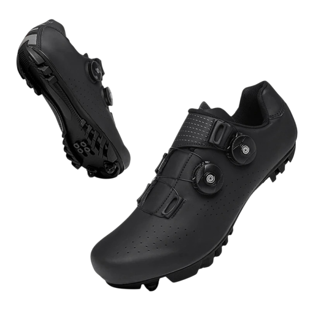 Unisex cyklistické boty s otočným zapínáním a páskem nylon umělá kůže EVA pevná konstrukce pro horskou cyklistiku černá 47