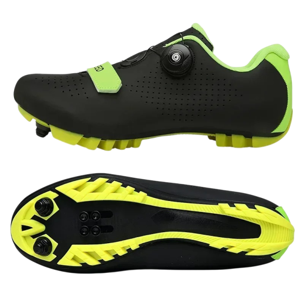 Unisex Fahrradschuhe mit Drehverschluss und Nylon-PU-Leder-EVA-Baumwolle für Straßen- und Mountainbiking gelb 44